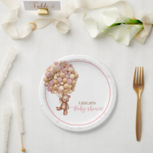 Prato De Papel Chá de fraldas de Balão de Ar Quente do Urso Rosa,