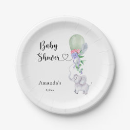Prato De Papel Chá de fraldas de balão e elefante