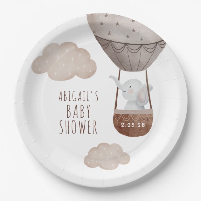 Prato De Papel Chá de fraldas de Balões de Elefante (Frente)