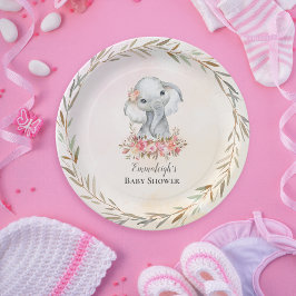 Prato De Papel Chá de fraldas de Bebê Elefante Boho Chic