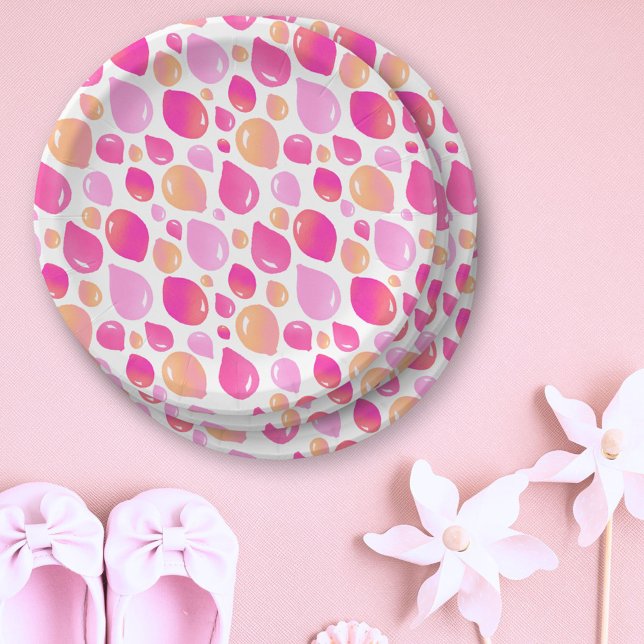 Prato De Papel Chá de fraldas de Bebê Padrão de Balão Rosa (Criador carregado)