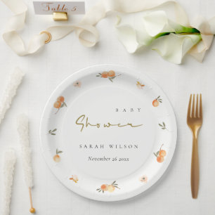 Prato De Papel Chá de fraldas de Boho Floral Laranja Molho e Boni