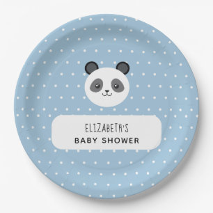 Prato De Papel Chá de fraldas de Bolinhas do Kawaii Panda Blue B