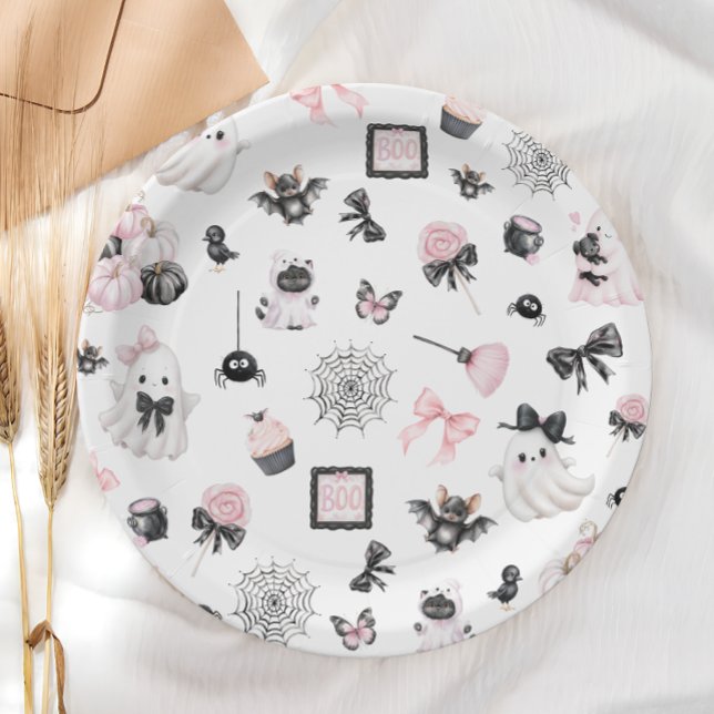Prato De Papel Chá de fraldas de Boo Halloween (Criador carregado)