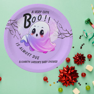 Prato De Papel Chá de fraldas de Boo Halloween Roxo, Festa Custa