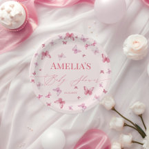 Chá de fraldas de borboleta rosa suave