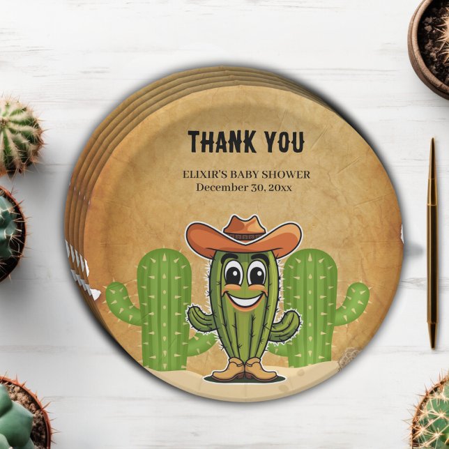 Prato De Papel Chá de fraldas de Cactus Cowboy Pequeno (Criador carregado)