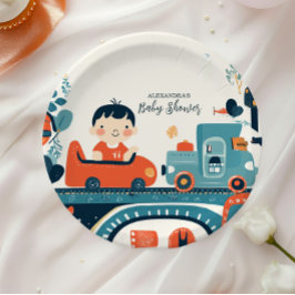 Prato De Papel Chá de fraldas de Carros Coloridos Divertidos