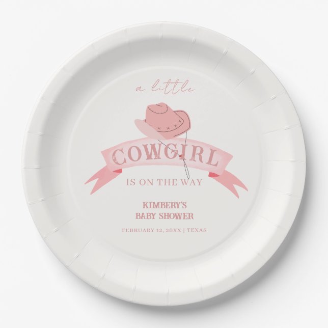 Prato De Papel Chá de fraldas de chapinha rosa ocidental (Frente)