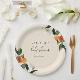 Prato De Papel chá de fraldas de citros de aquarela