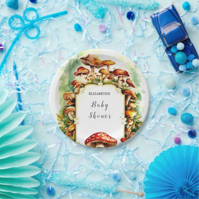 Prato De Papel Chá de fraldas de Cogumelo Pastel (Festa)