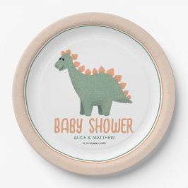 Prato De Papel Chá de fraldas de Dinossauro Cinza Branca