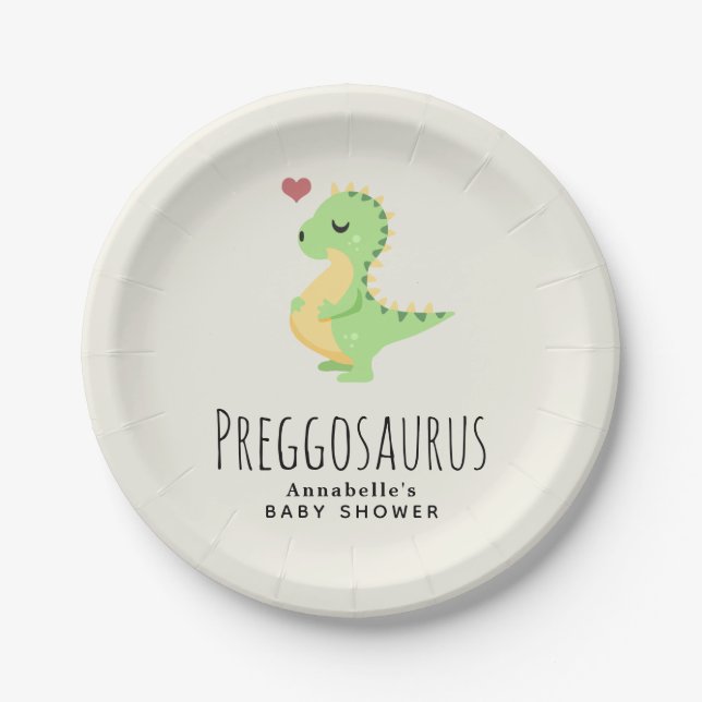 Prato De Papel Chá de fraldas de Dinossauro Cute Preggosaurus (Frente)