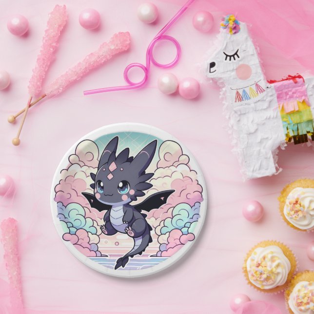 Prato De Papel Chá de fraldas de dragão (Festa)