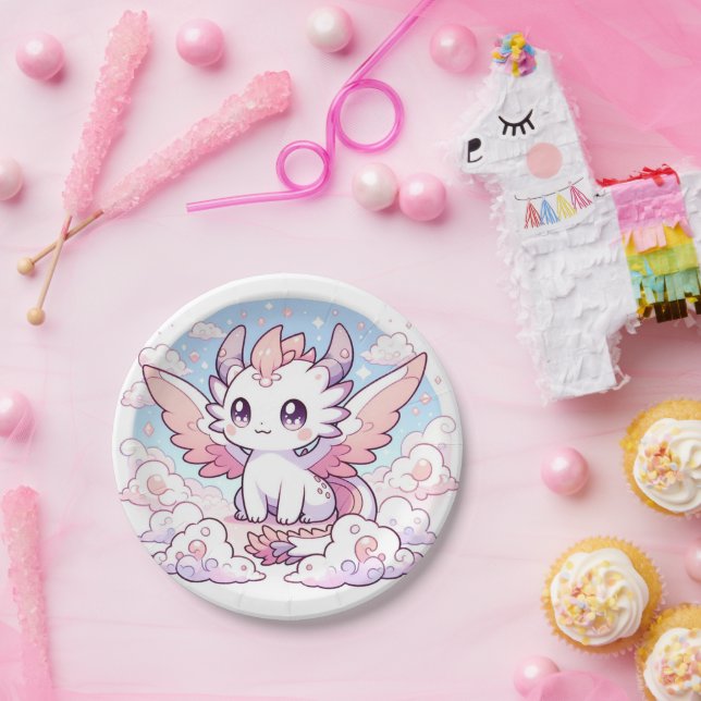 Prato De Papel Chá de fraldas de Dragão Encantado Doce (Festa)