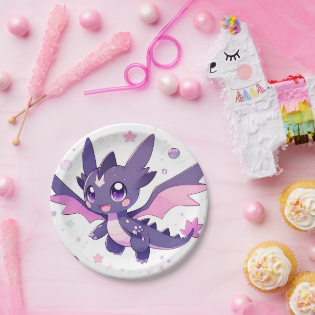 Prato De Papel Chá de fraldas de Dragão Pequeno (Festa)