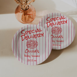 Prato De Papel Chá de fraldas de Entrega do Especial Vermelho de 