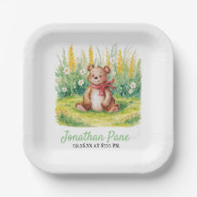 Chá de fraldas de Espera de Aquarela de Urso Cónic