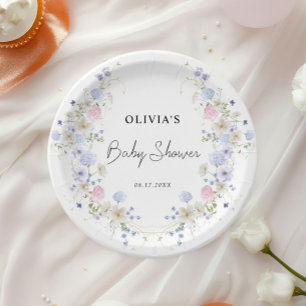 Prato De Papel Chá de fraldas de flor silvestre, rosa, roxo