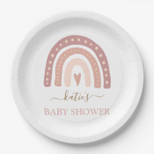 Prato De Papel Chá de fraldas de Garota-Arco-Íris Cor-de-Rosa-E