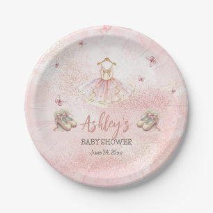 Prato De Papel Chá de fraldas de Garota Ballerina Tutu, Rosa-Rosa