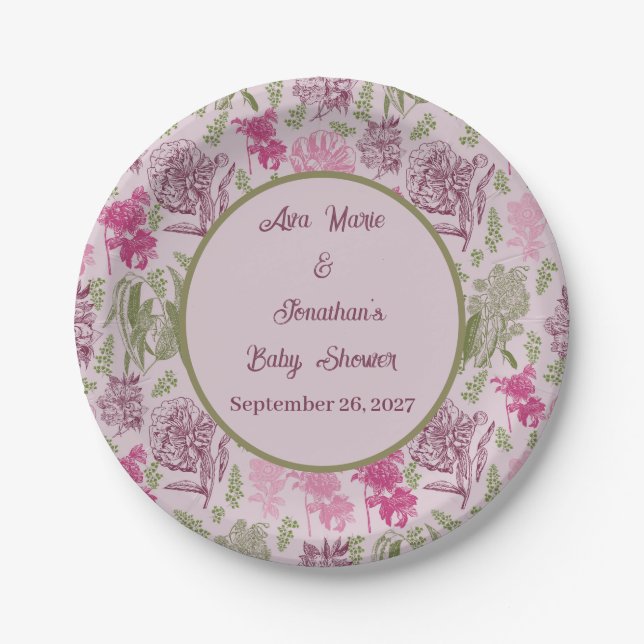 Prato De Papel Chá de fraldas de Garota Eucalyptus de Peony Botân (Frente)