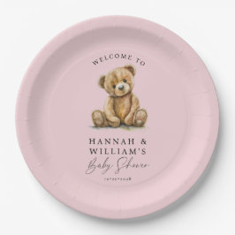 Prato De Papel Chá de fraldas de Garota Rosa-Rosa, Urso Vermelho 