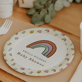 Prato De Papel Chá de fraldas de Ilustração do Rainbow Newborn