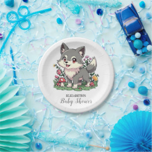 Prato De Papel Chá de fraldas de Lobo Colorido bonito