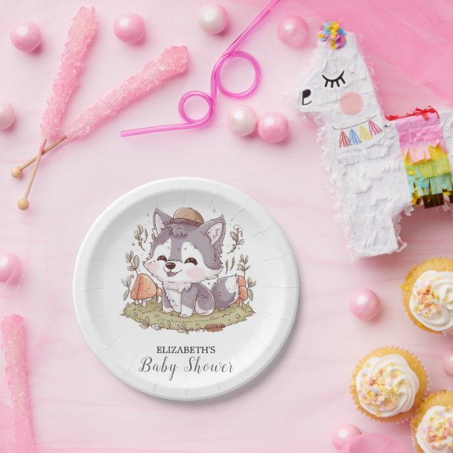 Prato De Papel Chá de fraldas de Lobo Jogado Encantado (Festa)