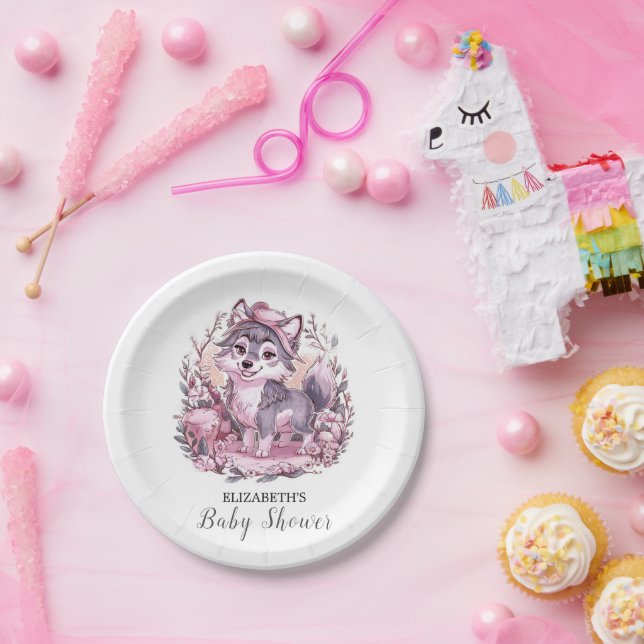 Prato De Papel Chá de fraldas de Lobo Pastel (Festa)