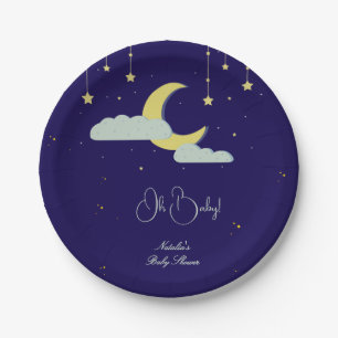 Prato De Papel Chá de fraldas de Lua Celestial com Desenho de Mão