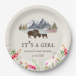 Prato De Papel Chá de fraldas de Menina Buffalo Bison