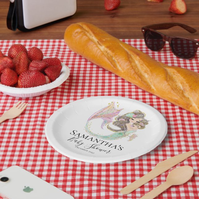 PRATO DE PAPEL CHÁ DE FRALDAS DE MERMAID NO MAR BRANCO (Piquenique)