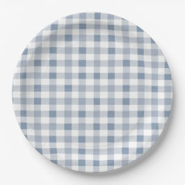 Prato De Papel Chá de fraldas de Padrão de Gingham Blueberry