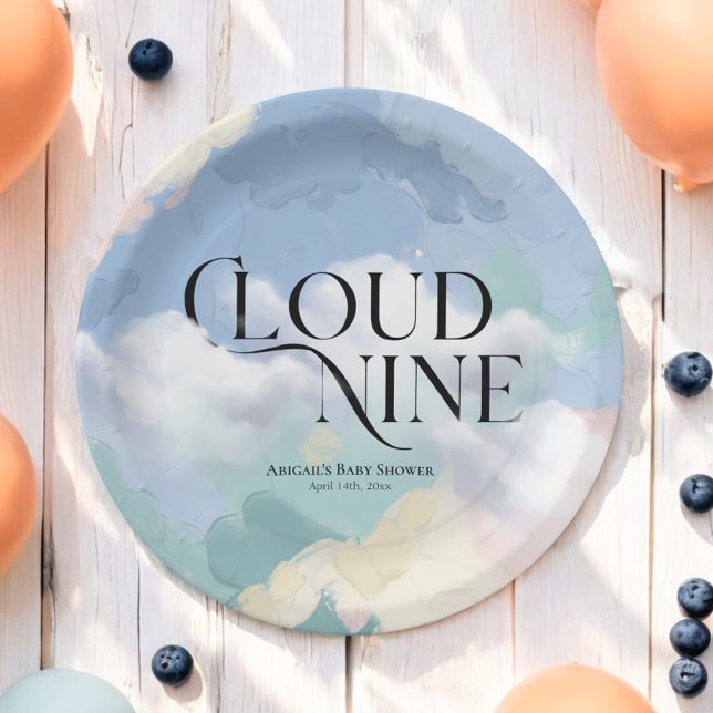 Prato De Papel Chá de fraldas de Pastel Elegante Cloud Nine (Criador carregado)