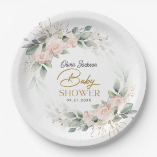 Prato De Papel Chá de fraldas de Quadro Eucalyptus Floral Boho Bl