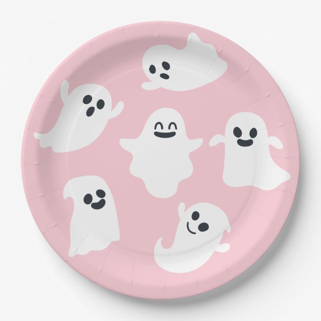 Prato De Papel Chá de fraldas de queda de Halloween do Fantasma,  (Frente)
