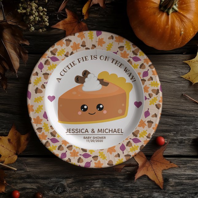 Prato De Papel Chá de fraldas de queda de torta ( You’ll definitely want a piece of this cutie pie baby shower paper plate. )