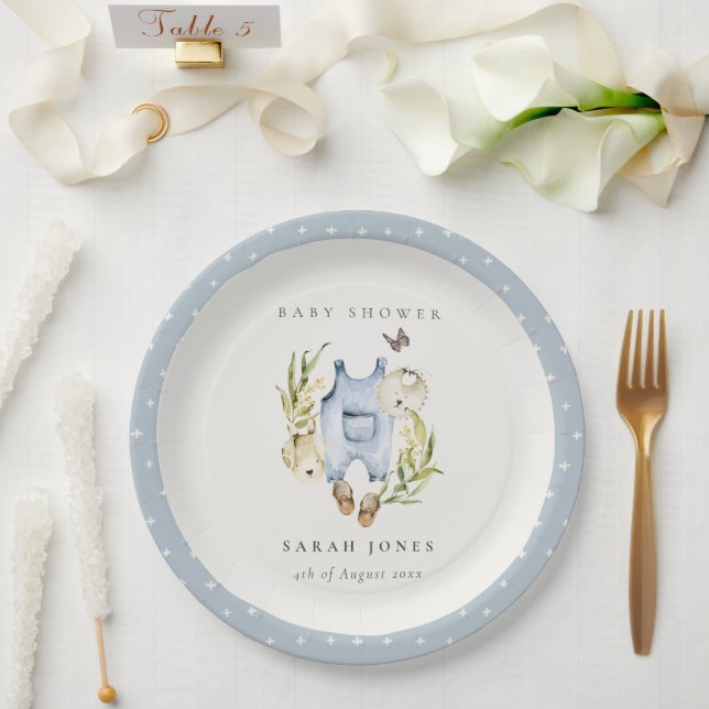 Prato De Papel Chá de fraldas de roupa de folhagem azul-escura (Casamento)