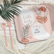 Chá de fraldas de saudação minimalista Boho Blush