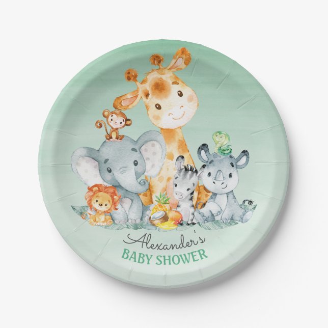 Prato De Papel Chá de fraldas de Selva Safari Cute Safari (Frente)