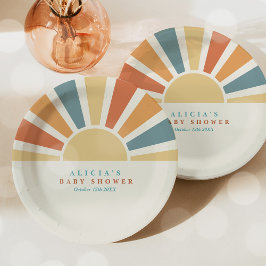 Prato De Papel Chá de fraldas De Sol Vem Os Raios Amarelos Do Fil