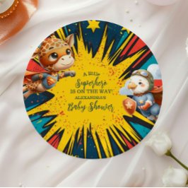 Prato De Papel Chá de fraldas de Super Herói da revista em quadri