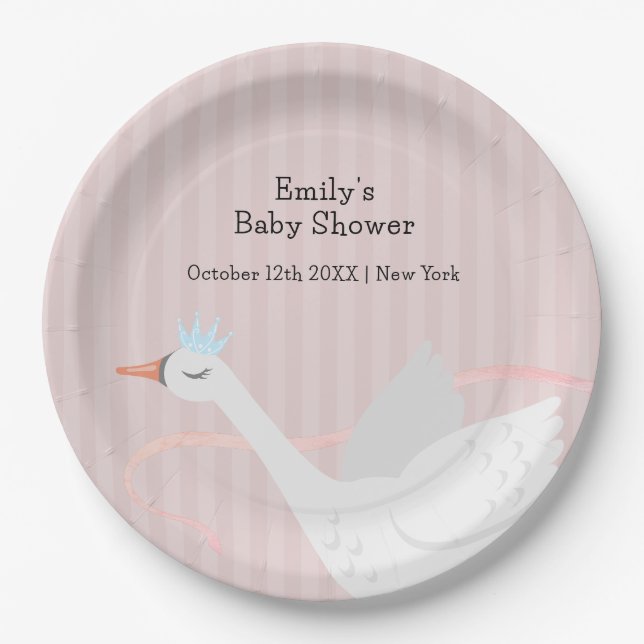 Prato De Papel Chá de fraldas de Swan, Princesa Cinzenta Moderna  (Frente)