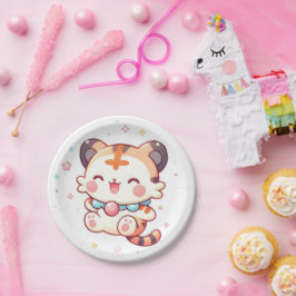 Prato De Papel Chá de fraldas de Tigre Feliz