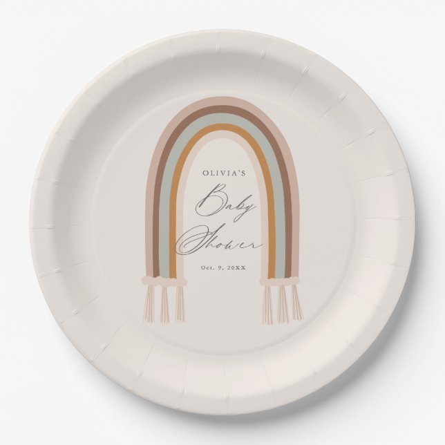 Prato De Papel Chá de fraldas de Tom do Boho Arco-Íris Terra (Frente)