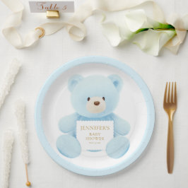 Prato De Papel Chá de fraldas de Urso Azul-Teddy