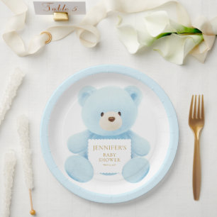 Prato De Papel Chá de fraldas de Urso Azul-Teddy