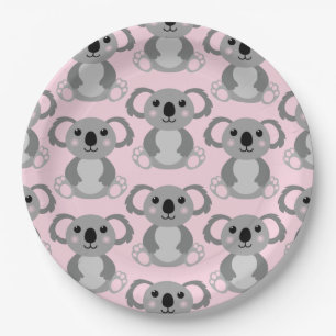 Prato De Papel Chá de fraldas de Urso Koala Rosa
